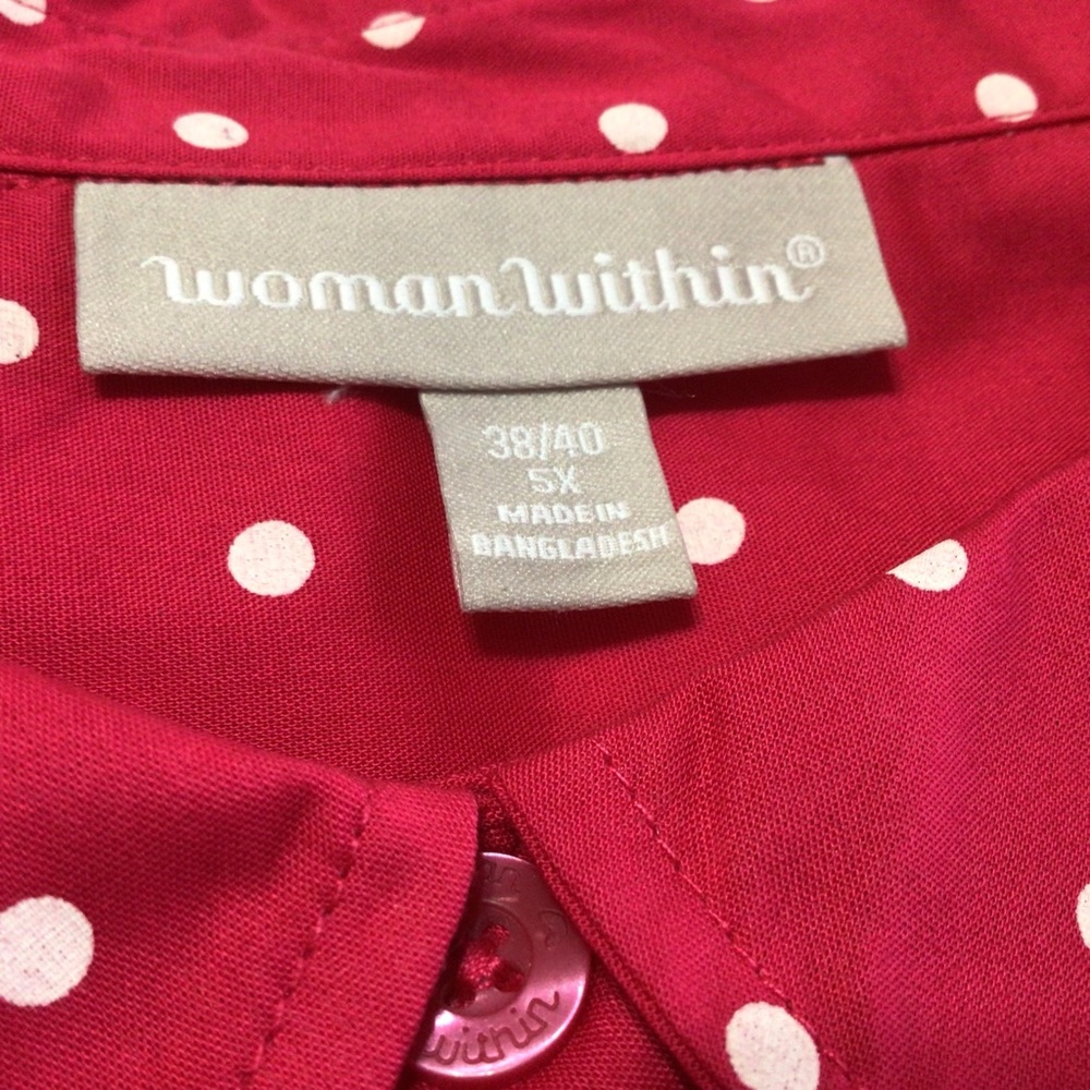 Woman Within Red Sleeveless Polka Dot Tunic 5X - Picture 3 of 10